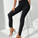 Tall Pantalones De Pierna Ancha Para Mujer Con Cintura Alta Y Dobladillo Con Abertura