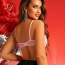 Bra De Lenceria Para Mujeres Con Parche De Encaje En Forma De Corazon