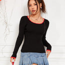 EZwear Sueter De Mujer Con Dobladillo Ondulado Y Bloques De Color