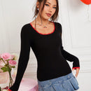 EZwear Sueter De Mujer Con Dobladillo Ondulado Y Bloques De Color