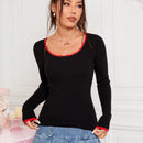 EZwear Sueter De Mujer Con Dobladillo Ondulado Y Bloques De Color