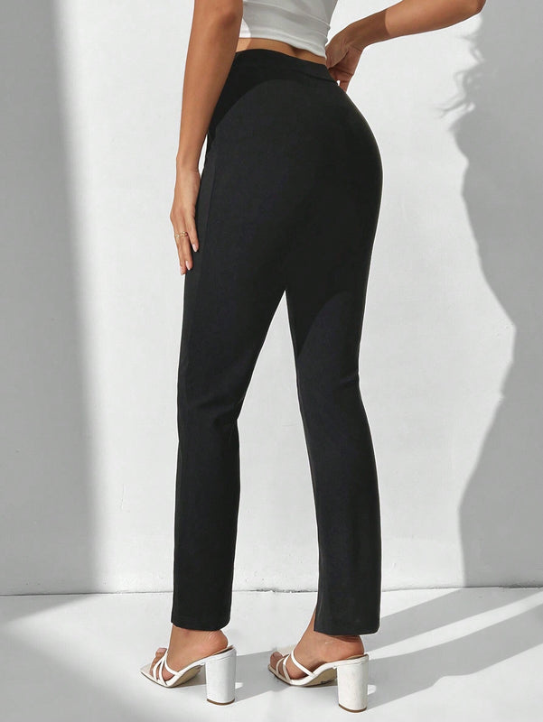 Tall Pantalones Cortos Y Cenidos Para Mujer Con Dobladillo Dividido