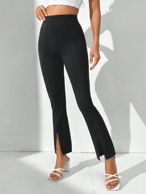 Tall Pantalones Cortos Y Cenidos Para Mujer Con Dobladillo Dividido
