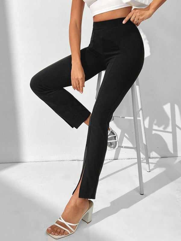 Tall Pantalones Cortos Y Cenidos Para Mujer Con Dobladillo Dividido