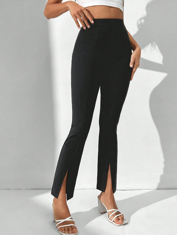 Tall Pantalones Cortos Y Cenidos Para Mujer Con Dobladillo Dividido
