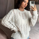 EZwear Sueter Tejido Para Mujeres De Un Solo Color Con Acabado Calado