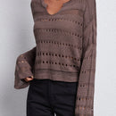 Essnce Jersey De Punto De Color Liso Para Mujer Con Diseno Calado Y Escote Con Muescas