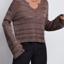 Essnce Jersey De Punto De Color Liso Para Mujer Con Diseno Calado Y Escote Con Muescas