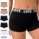 Paquete De 6 Calzoncillos Tipo Boxer Con Estampado De Alfabetos Para Mujer, Suaves Y Elasticos, Comodos Calzoncillos Con Cintura Caida