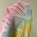 VCAY Jersey Corto De Punto Con Manga Acampanada Y Gradiente Hueco Para Mujer