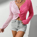Essnce Sueter De Punto Hueco Con Combinacion De Color Para Mujer