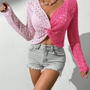 Essnce Sueter De Punto Hueco Con Combinacion De Color Para Mujer