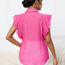 VCAY Blusa Femenina Con Cuello Con Cordones, Parches En Encaje Y Dobladillo Con Volantes
