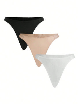 Leisure Tanga Con Tiras Estampadas Y Letras Para Mujer