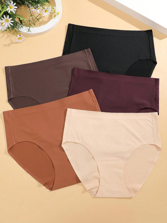 Finetoo set de 5 calzoncillos de mujer de unicolor, comodos y sin costuras