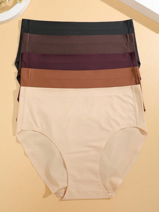 Finetoo set de 5 calzoncillos de mujer de unicolor, comodos y sin costuras