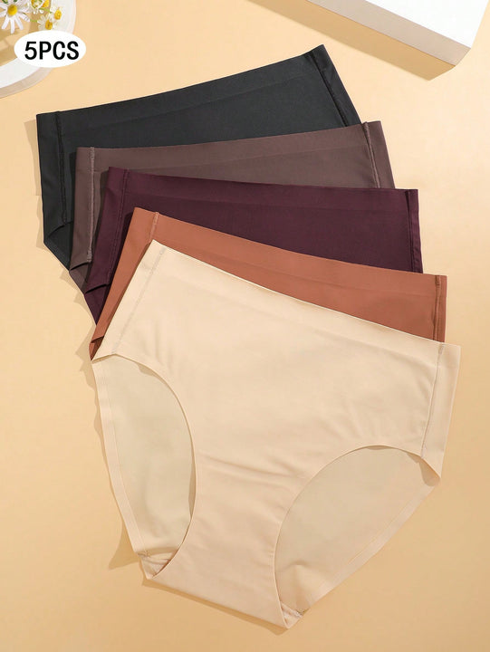 Finetoo set de 5 calzoncillos de mujer de unicolor, comodos y sin costuras