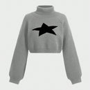 ROMWE Grunge Punk Sueter De Patron De Estrella De Cuello Alto