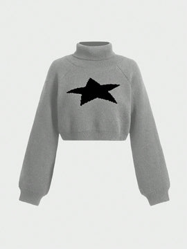 ROMWE Grunge Punk Sueter De Patron De Estrella De Cuello Alto