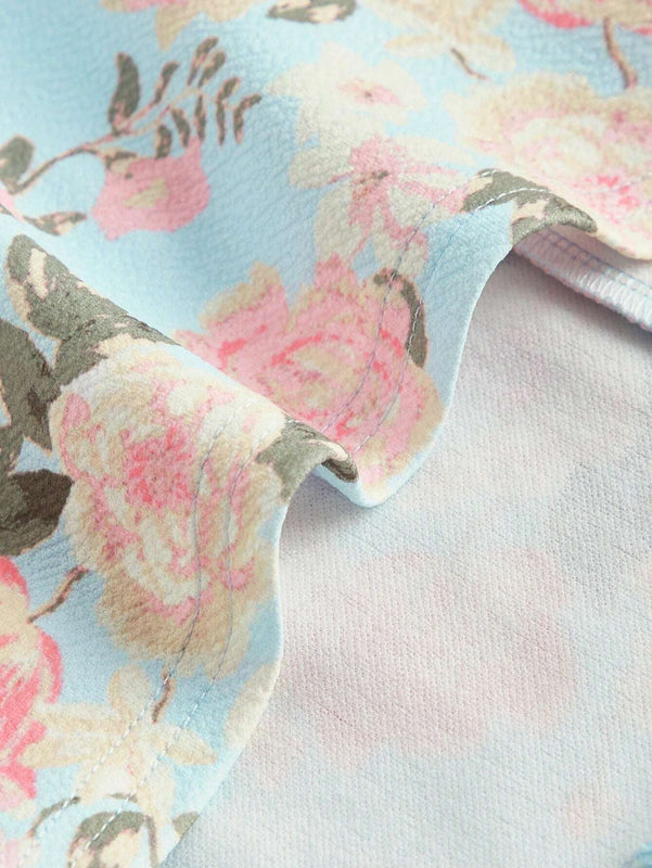 MOD Top Palabra De Honor Entrecruzado Con Estampado Floral Para Mujer