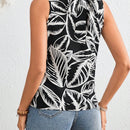 VCAY Blusa De Verano Sin Mangas De Cuello Alto Con Estampado, Estilo De Vacaciones