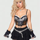 ROMWE Kawaii Top Sin Mangas De Encaje Para Mujer Con Corbata Delantera