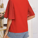 Camisa De Mujer Con Mangas De Mariposa De Bloque De Color Y Nudo En La Parte Frontal