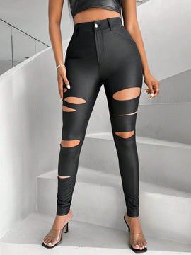 SXY Pantalones Pitillo Desgastados