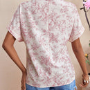VCAY Blusa De Manga Corta Murcielago Con Estampado Floral Para Mujer