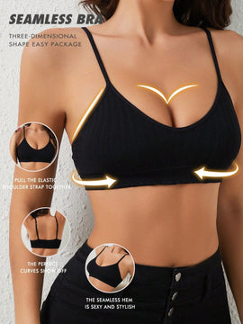 Sujetador De Color Liso Sin Costuras Para Mujer
