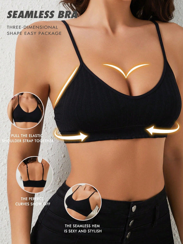 Sujetador De Color Liso Sin Costuras Para Mujer