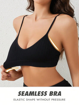 Sujetador De Color Liso Sin Costuras Para Mujer