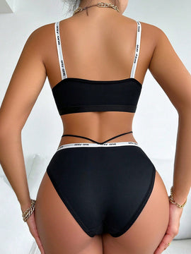 Conjunto De Ropa Interior Para Mujer Con Estampado De Letras