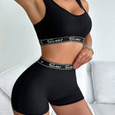 Conjunto De Ropa Interior De Sosten Y Panty Con Estampado De Carta Y Bandas Elasticas, Ajuste Delgado Para Mujeres.