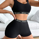 Conjunto De Ropa Interior De Sosten Y Panty Con Estampado De Carta Y Bandas Elasticas, Ajuste Delgado Para Mujeres.