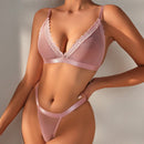 6 Piezas/set Ropa Interior Sexy Inalambrica De Malla Con Borde De Encaje Para Mujer