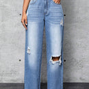 SXY Pantalones De Mezclilla Desgastados Y Lavados