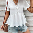 Frenchy Camisa Con Ribete De Volantes De Color Liso