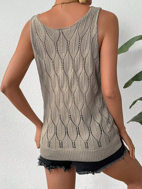 Frenchy Chaleco De Sueter De Mujer Con Huecos, Color Solido