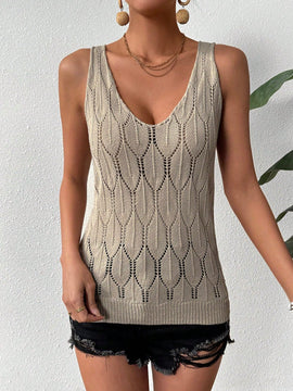 Frenchy Chaleco De Sueter De Mujer Con Huecos, Color Solido