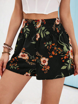 VCAY Pantalones Cortos De Vacaciones Con Estampado Floral Para Mujer