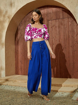 VCAY Camisa Con Cintura Anudada Sin Espalda Y Cuello De Corazon Con Estampado De Flores