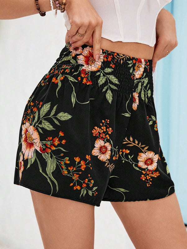 VCAY Pantalones Cortos De Vacaciones Con Estampado Floral Para Mujer