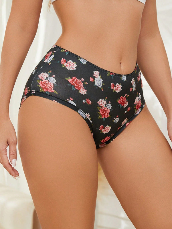 Fondo De Bikini De Triangulo Para Mujer Con Estampado Floral De San Valentin