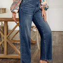 LUNE Jeans Rectos De Diseno De Bigotes De Gato Para Mujeres