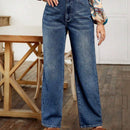 LUNE Jeans Rectos De Diseno De Bigotes De Gato Para Mujeres