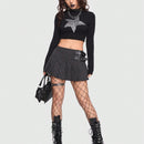 ROMWE PUNK Jersey De Manga Larga Con Patron De Estrellas Brillantes Para Mujeres