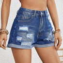 VCAY Pantalones Cortos De Mezclilla Para Mujer Con Dobladillo Deshilachado
