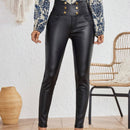 Essnce Pantalon de moda ajustado con botones solido en detalle de color, ideal para la calle
