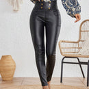 Essnce Pantalon de moda ajustado con botones solido en detalle de color, ideal para la calle